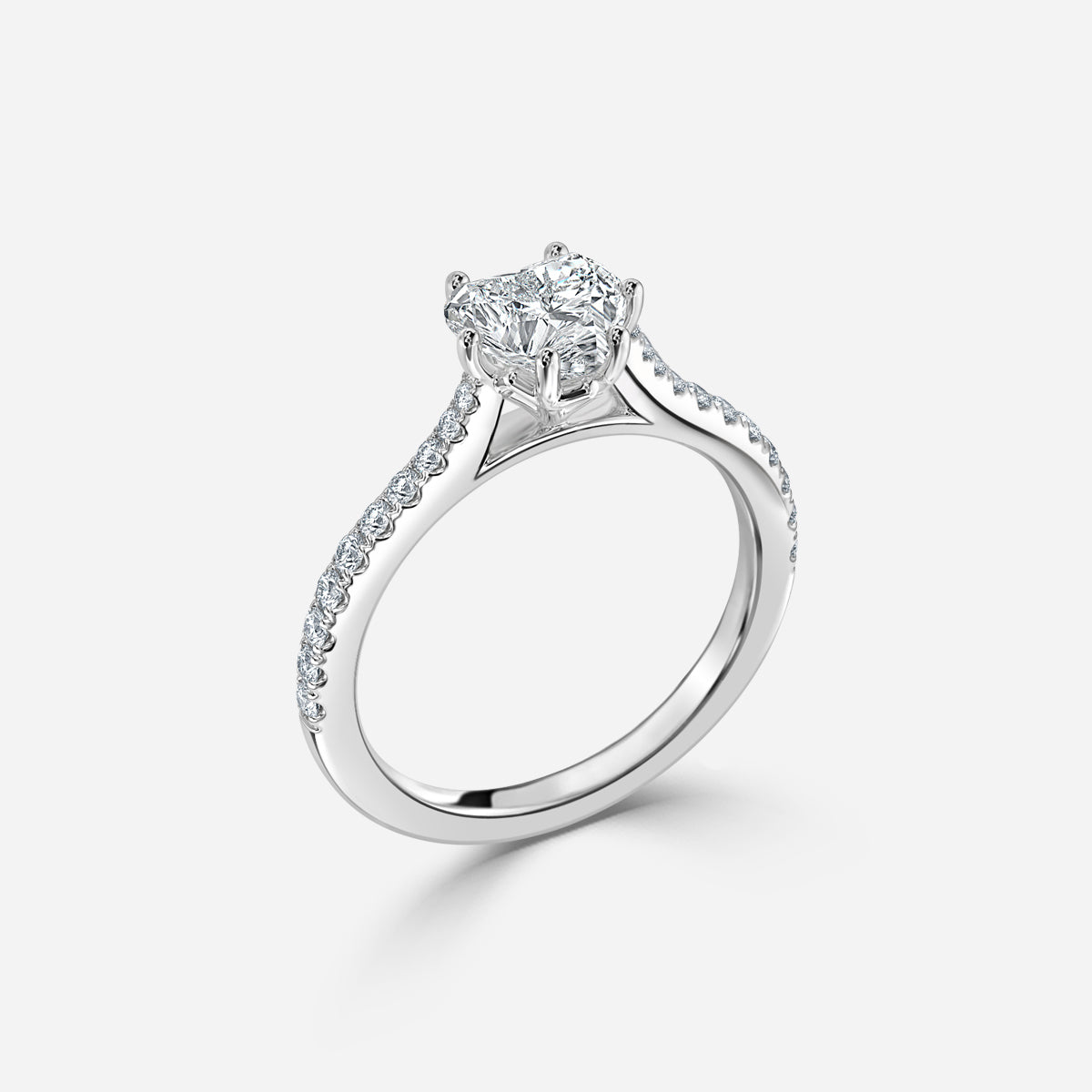 Odessa Heart Diamond Band Moissanite Engagement Ring