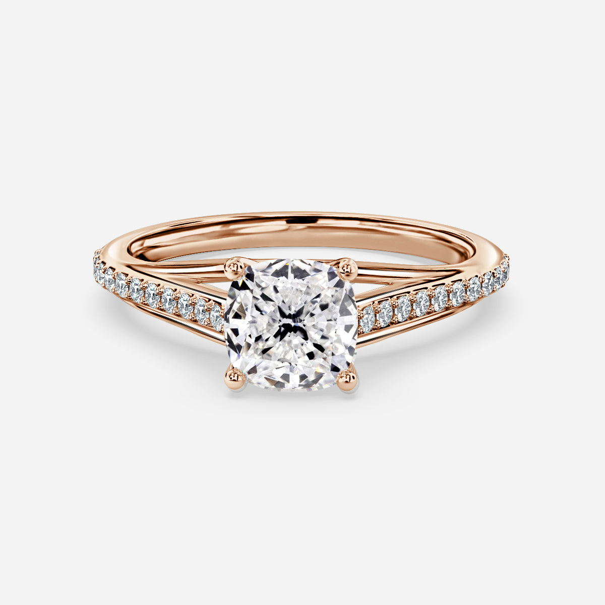 Jessamine Cushion Diamond Band Moissanite Engagement Ring