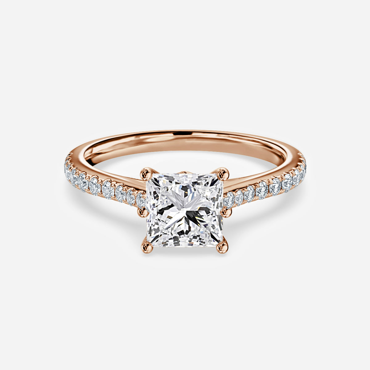 Odessa Princess Diamond Band Moissanite Engagement Ring