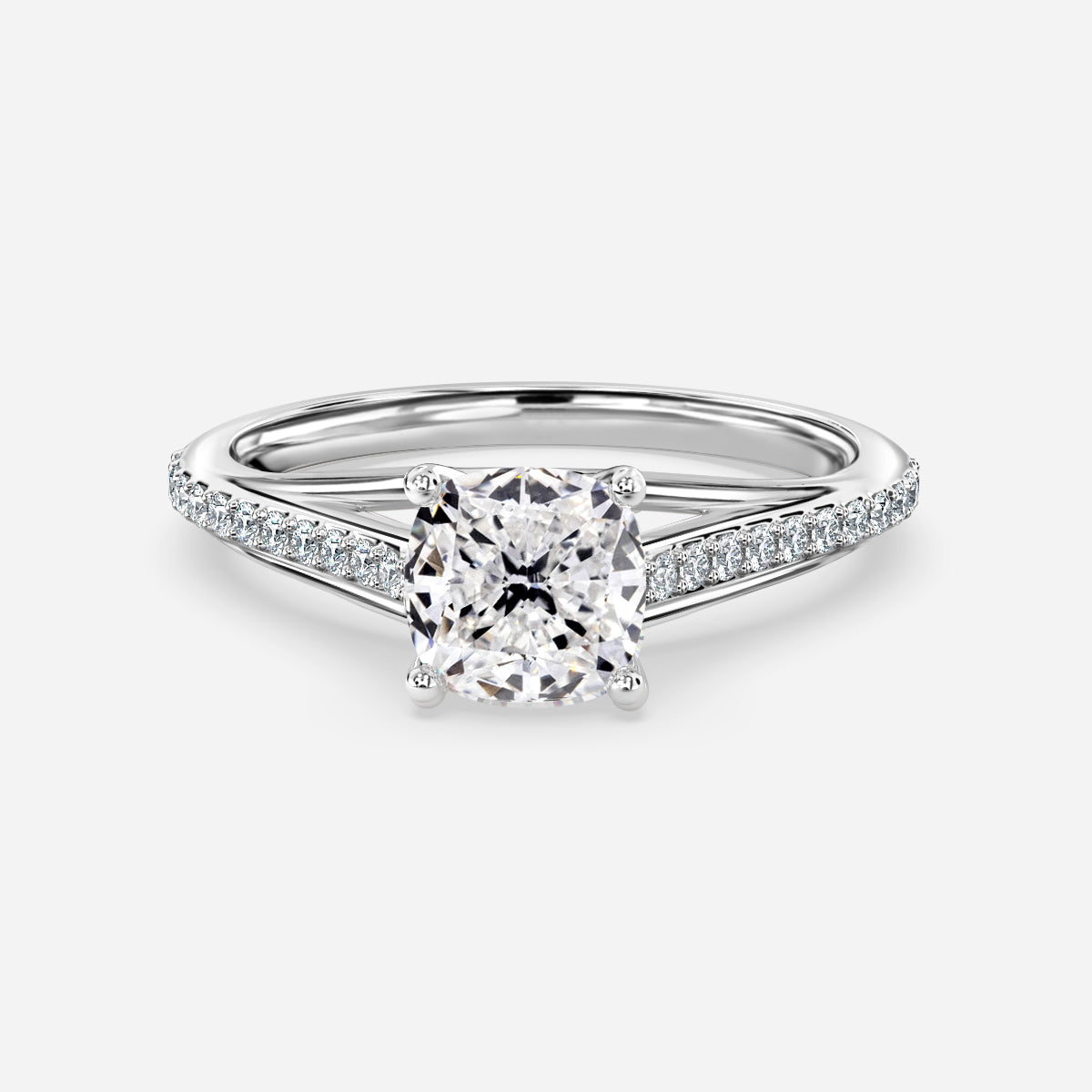 Jessamine Cushion Diamond Band Moissanite Engagement Ring