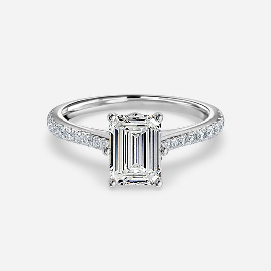 Odessa Emerald Diamond Band Moissanite Engagement Ring