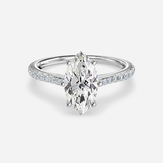 Odessa Marquise Diamond Band Moissanite Engagement Ring