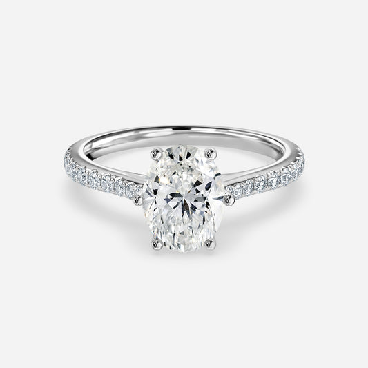 Odessa Oval Diamond Band Moissanite Engagement Ring