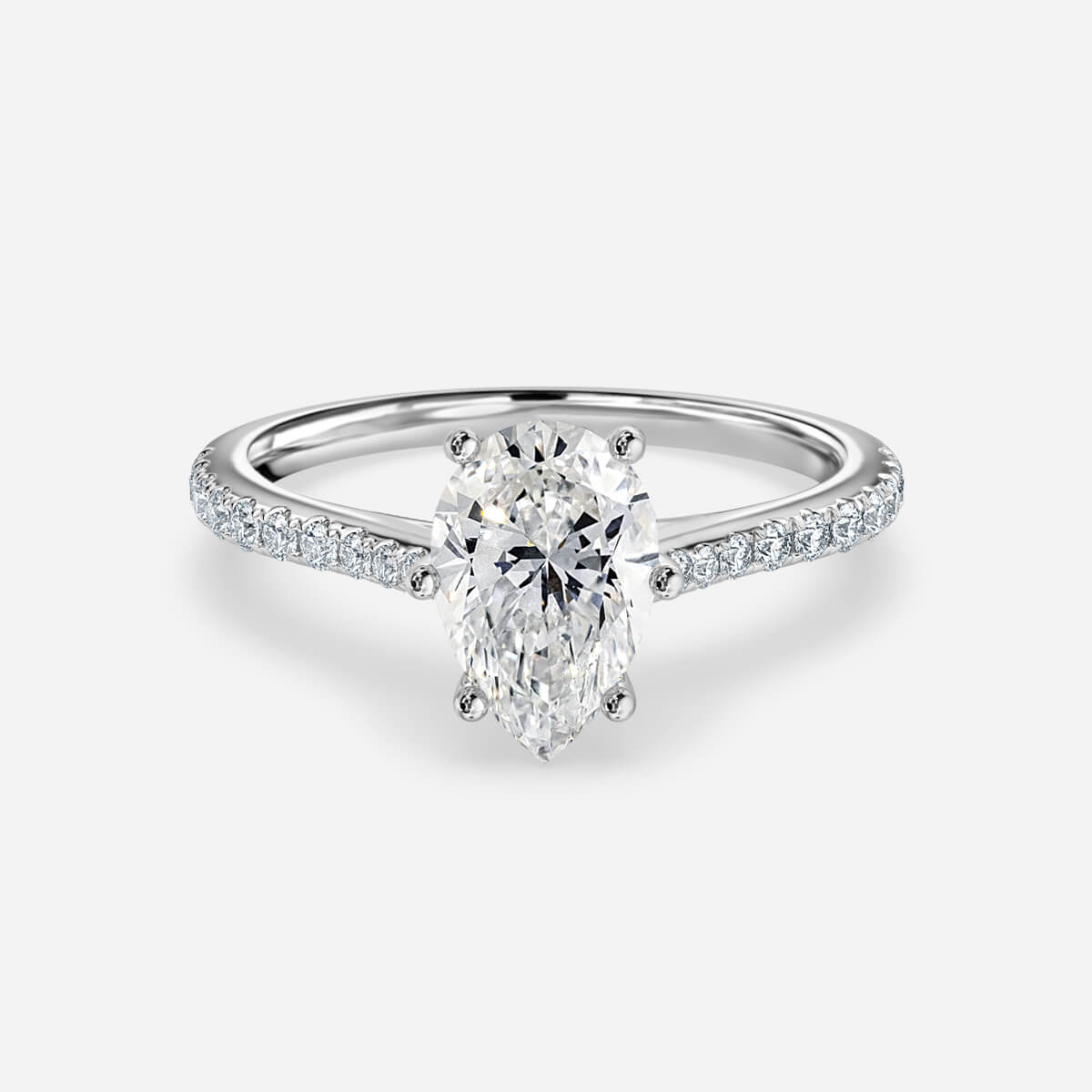 Odessa Pear Diamond Band Moissanite Engagement Ring