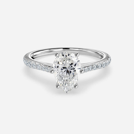 Odessa Pear Diamond Band Moissanite Engagement Ring