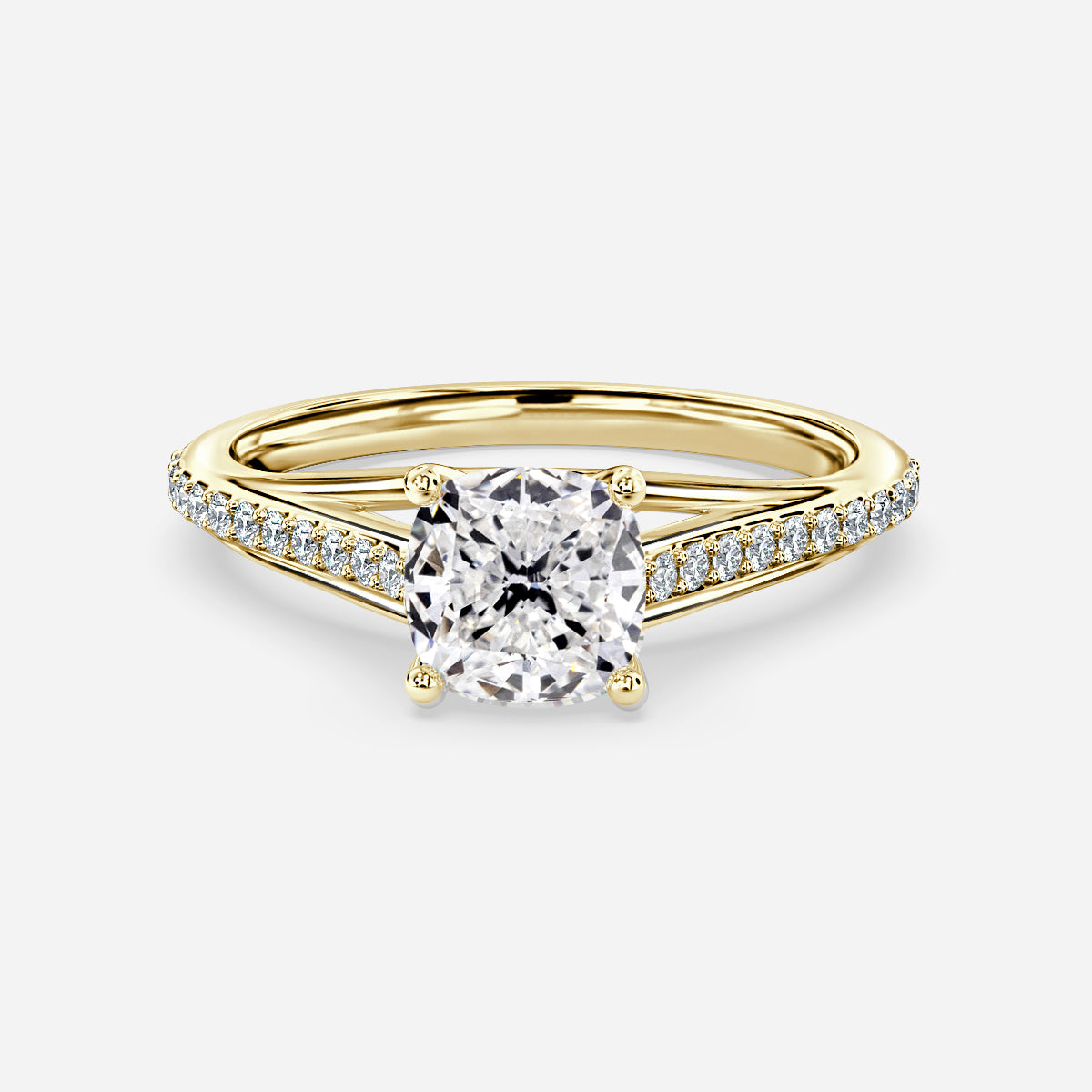 Jessamine Cushion Diamond Band Moissanite Engagement Ring