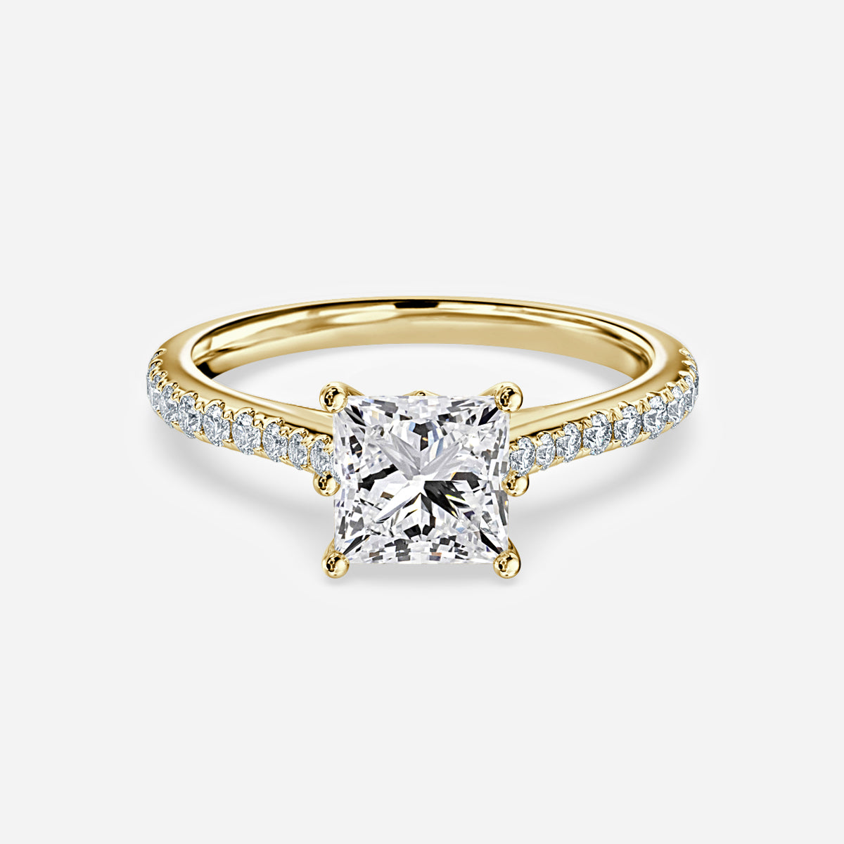 Odessa Princess Diamond Band Moissanite Engagement Ring