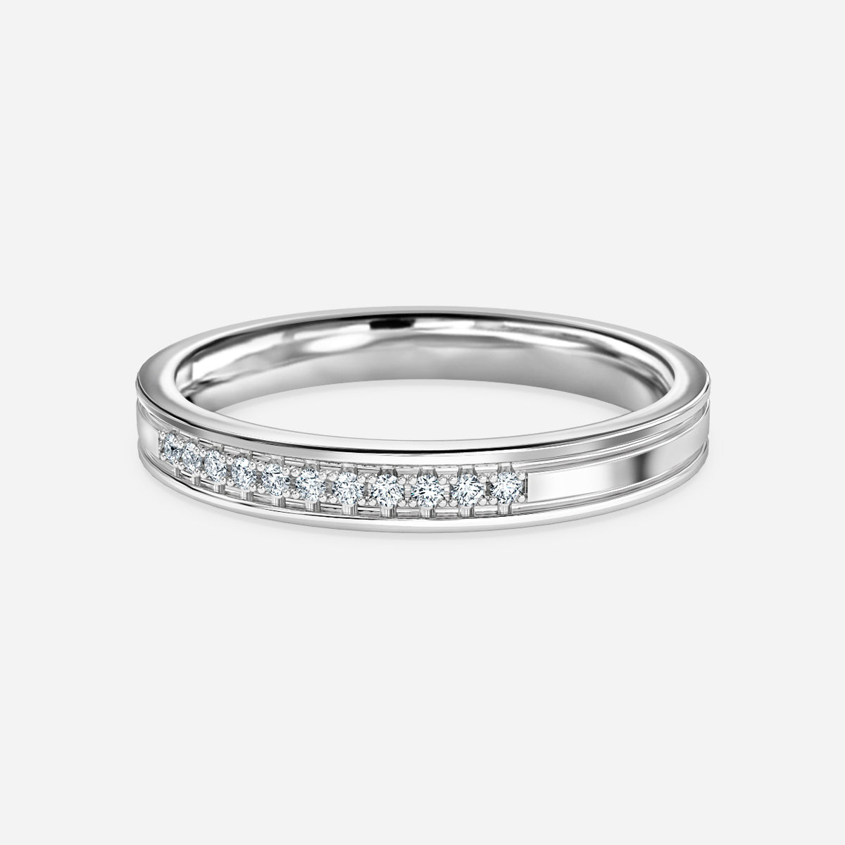 Channel And Grain Set Moissnaite Wedding Ring