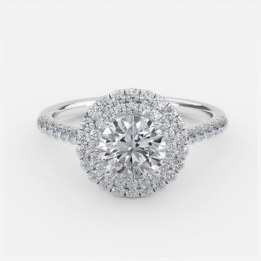 Linnea Round Halo Moissanite Engagement Ring