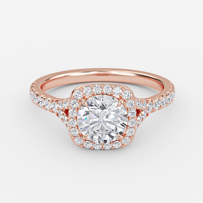 Dove Round Halo Moissanite Engagement Ring