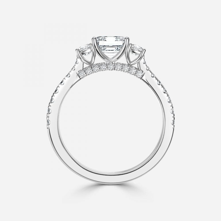 Fabian Asscher Three Stone Moissanite Engagement Ring