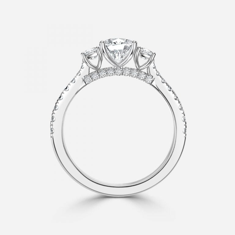 Fabian Cushion Three Stone Moissanite Engagement Ring