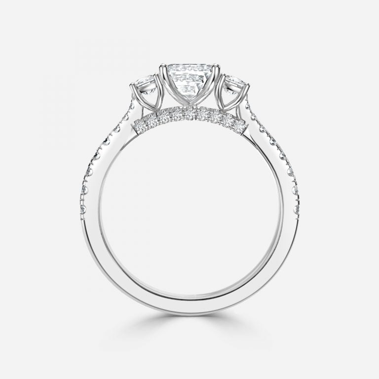 Fabian Emerald Three Stone Moissanite Engagement Ring