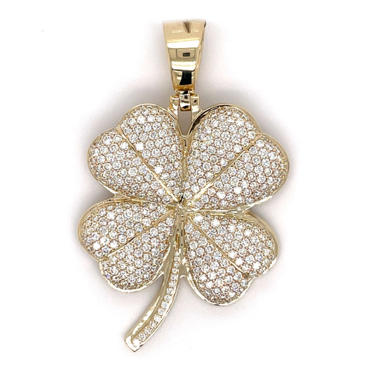 5.00 CT Moissanite Iced Out Clover Pendant