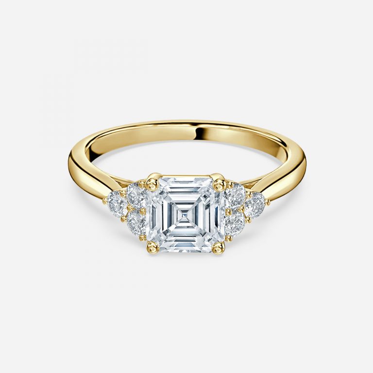 Aviva Asscher Cluster Moissanite Engagement Ring