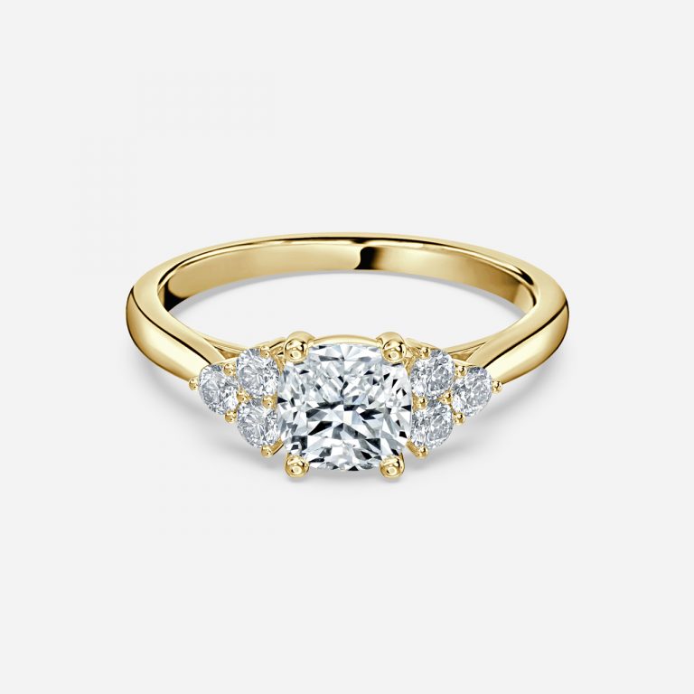 Aviva Cushion Cluster Moissanite Engagement Ring