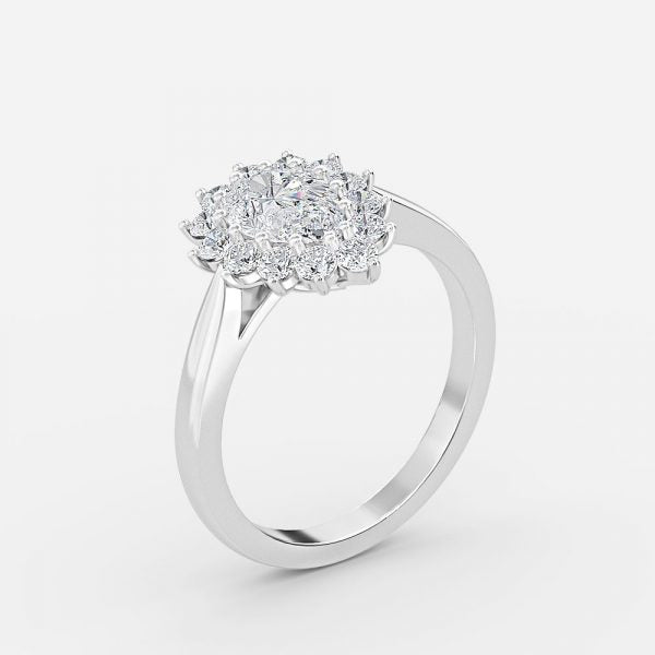 Vesper Pear Cluster Moissanite Engagement Ring