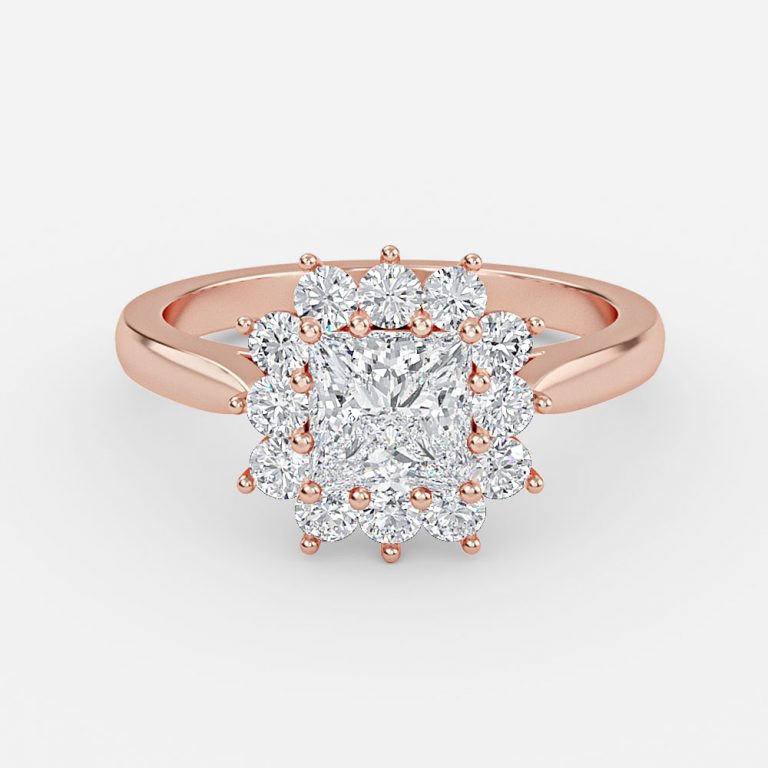 Vesper Princess Cluster Moissanite Engagement Ring