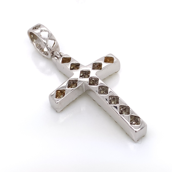 2.00 CT Moissanite Iced Out Concave Cross Pendant