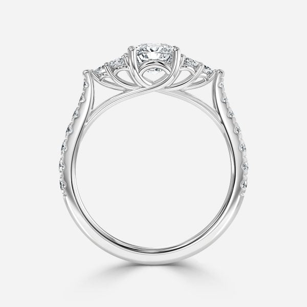 Galatea Cushion Three Stone Moissanite Engagement Ring