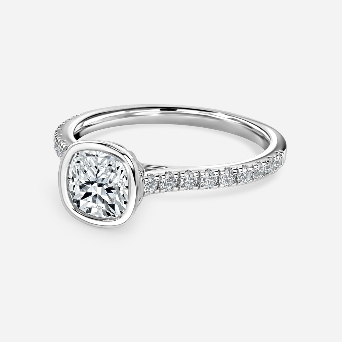 Arabella Cushion Bezel Moissanite Engagement Ring