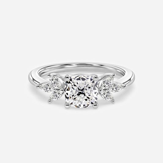 Anong Cushion Three Stone Moissanite Engagement Ring