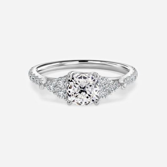 Galatea Cushion Three Stone Moissanite Engagement Ring