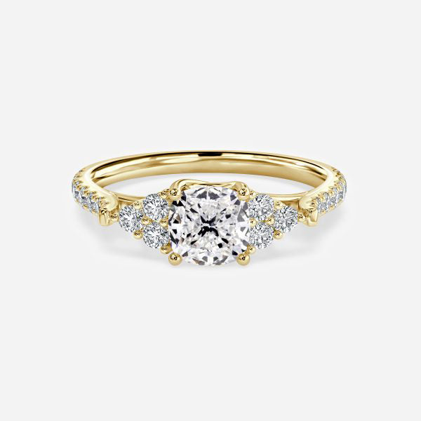 Galatea Cushion Three Stone Moissanite Engagement Ring