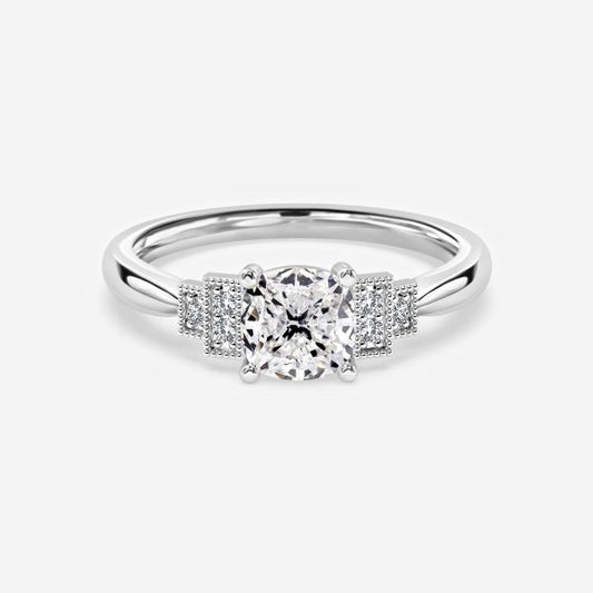 Isley Cushion Three Stone Moissanite Engagement Ring