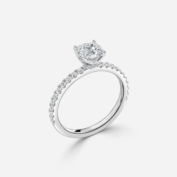 Kassia Cushion Hidden Halo Moissanite Engagement Ring