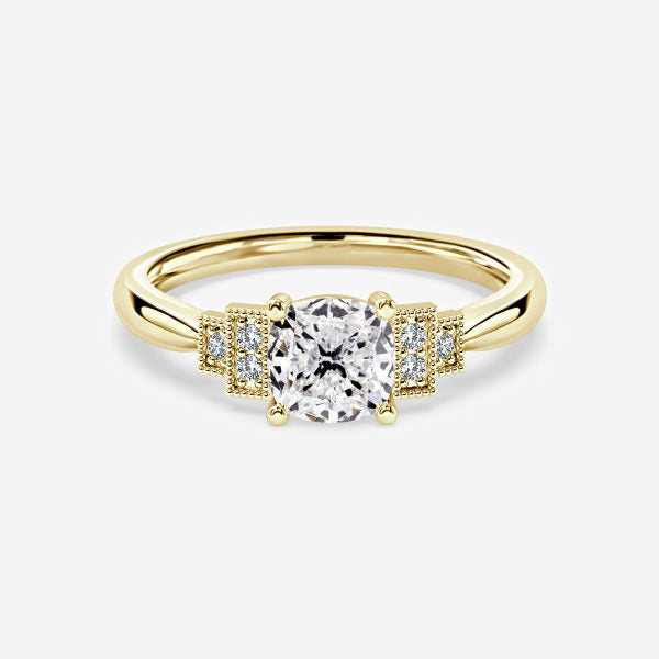 Isley Cushion Three Stone Moissanite Engagement Ring