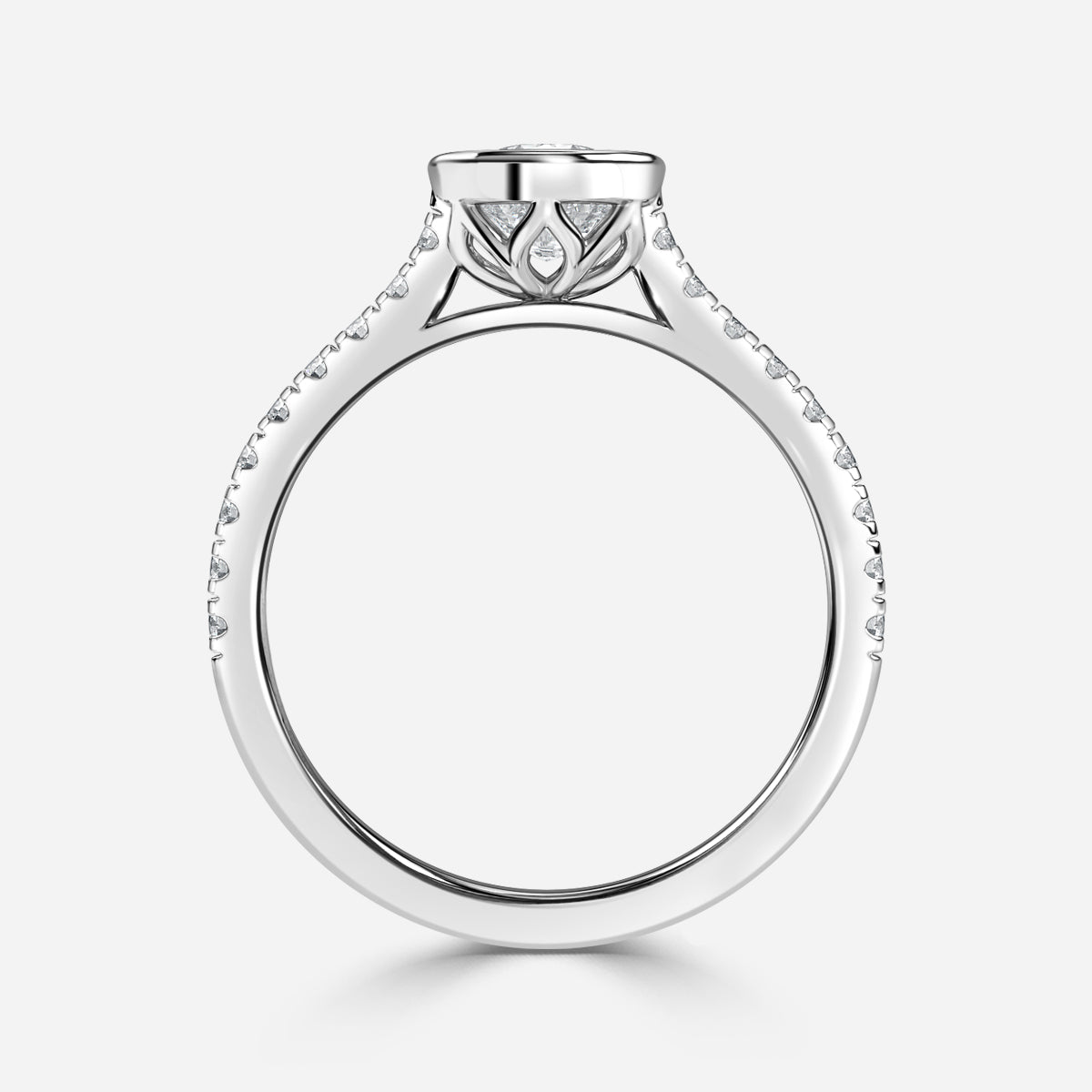 Arabella Cushion Bezel Moissanite Engagement Ring