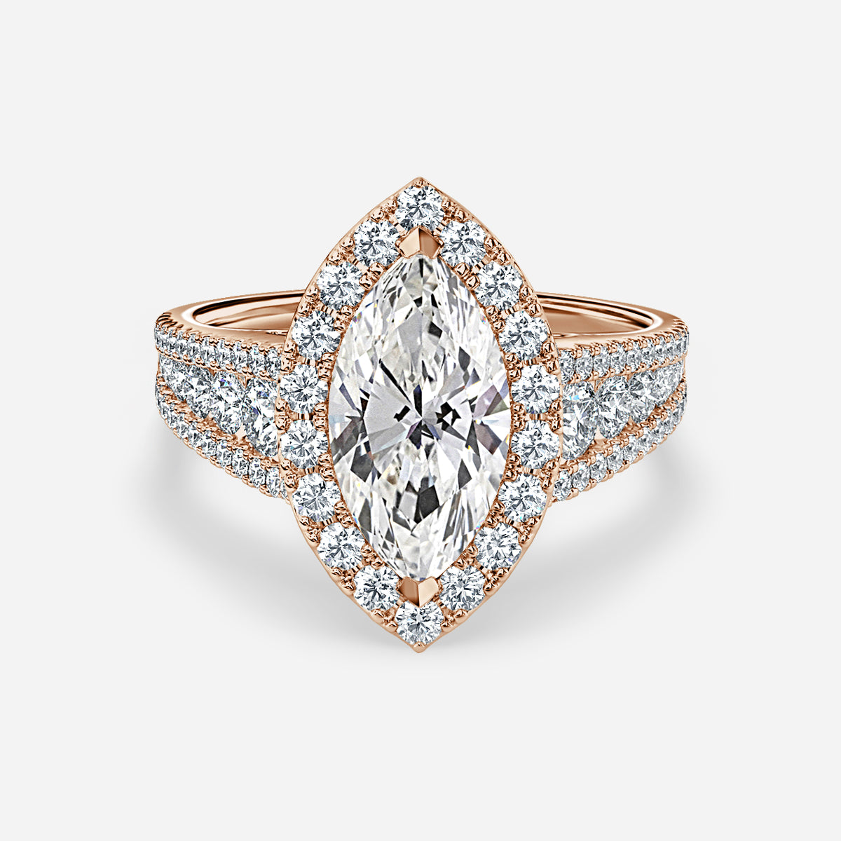 Ember Marquise Diamond Halo Moissanite Engagement Ring