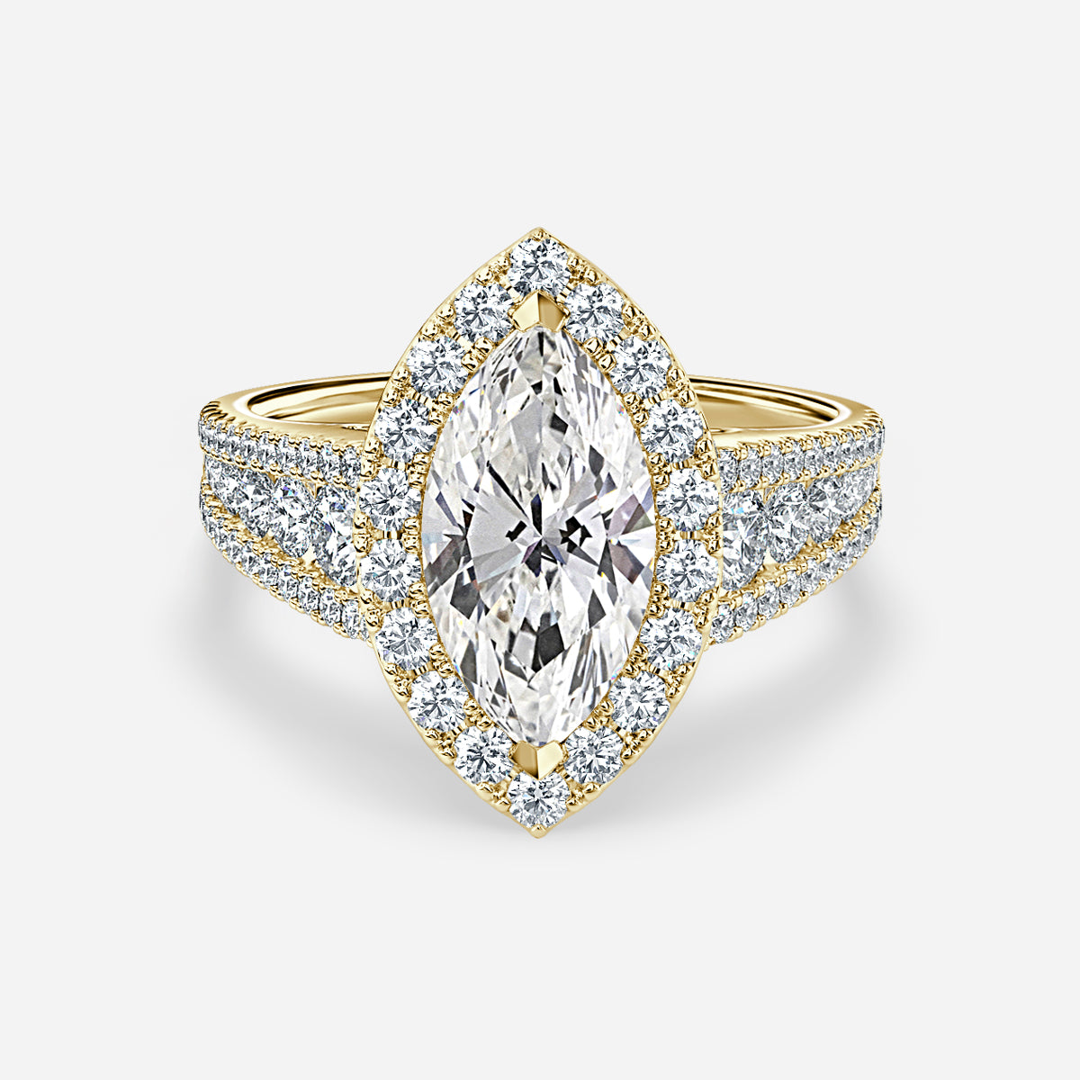 Ember Marquise Diamond Halo Moissanite Engagement Ring