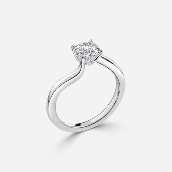 Azura Plain Cushion Solitaire Moissanite Engagement Ring