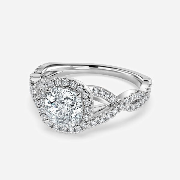 Zara Cushion Diamond Band Moissanite Engagement Ring