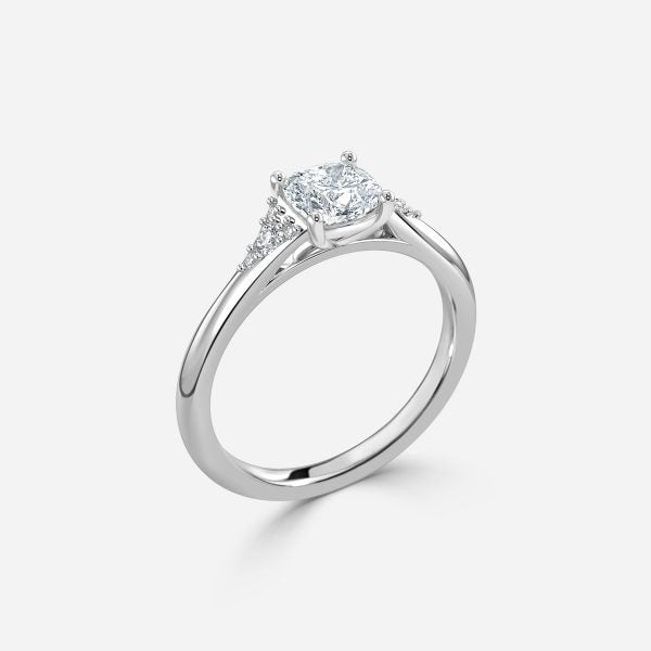 Aurelia Cushion Three Stone Moissanite Engagement Ring