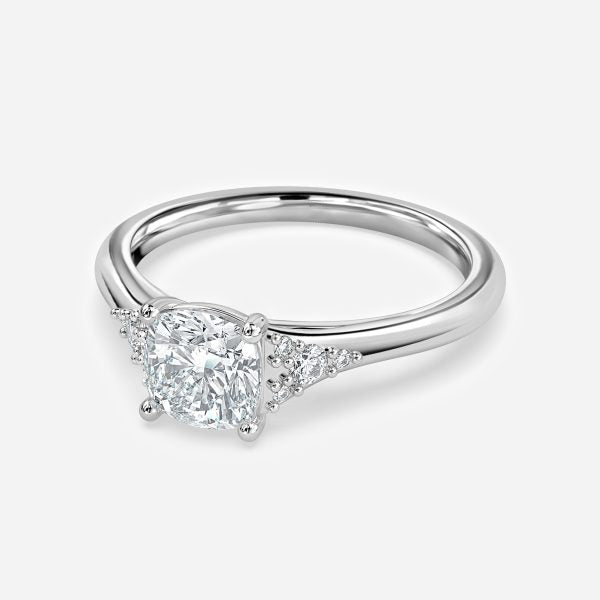 Aurelia Cushion Three Stone Moissanite Engagement Ring