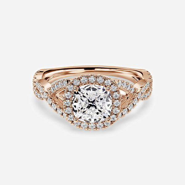 Zara Cushion Diamond Band Moissanite Engagement Ring