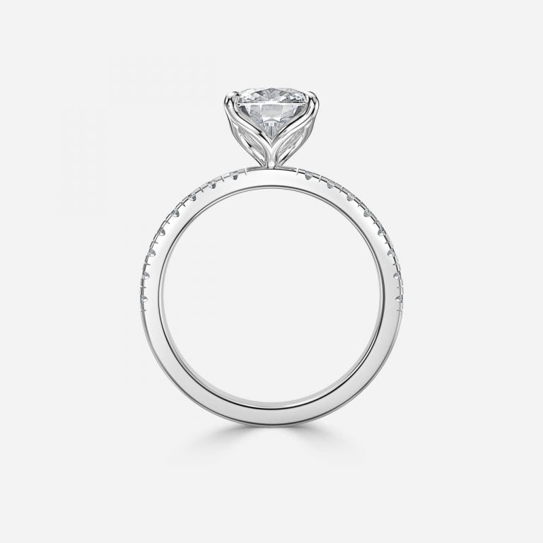 Tamara Cushion Diamond Band Moissanite Engagement Ring