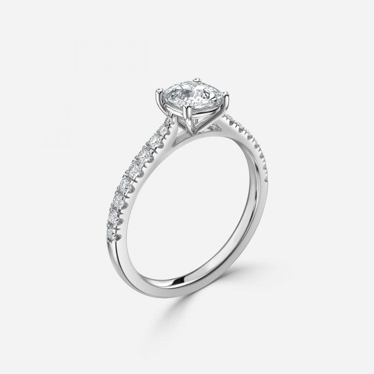 Bellamy Cushion Diamond Band Moissanite Engagement Ring