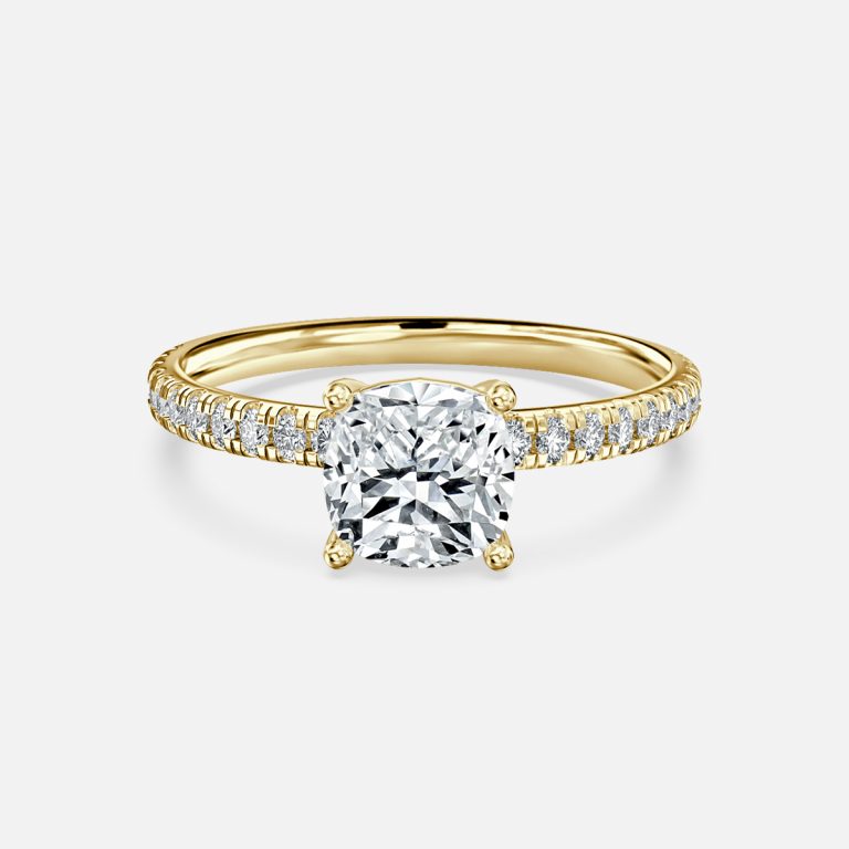 Maeve Cushion Diamond Band Moissanite Engagement Ring