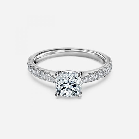 Bellamy Cushion Diamond Band Moissanite Engagement Ring