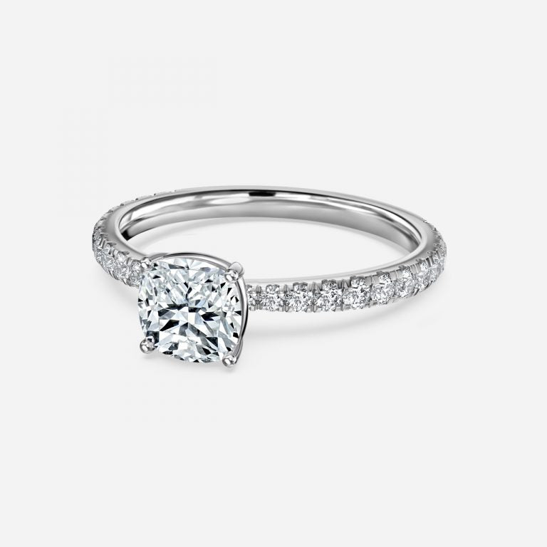 Eira Cushion Diamond Band Moissanite Engagement Ring