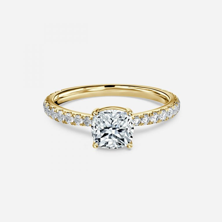 Eira Cushion Diamond Band Moissanite Engagement Ring