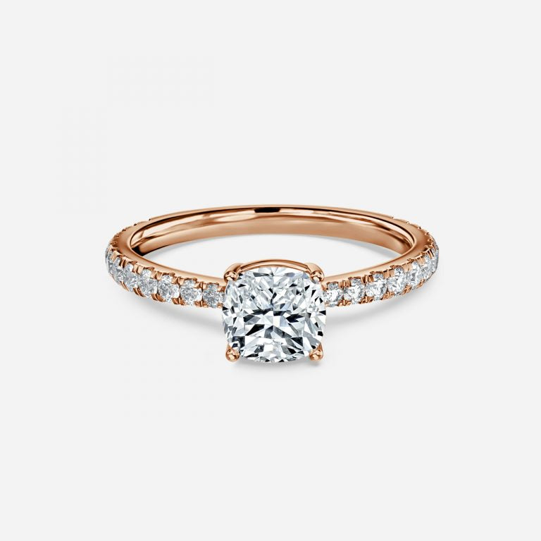 Eira Cushion Diamond Band Moissanite Engagement Ring