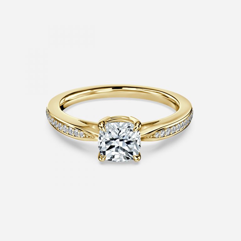 Isolde Cushion Diamond Band Moissanite Engagement Ring