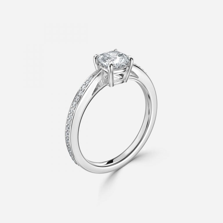 Isolde Cushion Diamond Band Moissanite Engagement Ring