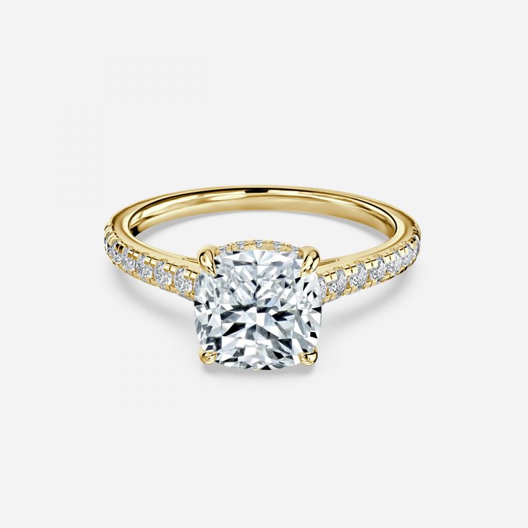 Zanna Cushion Hidden Halo Moissanite Engagement Ring