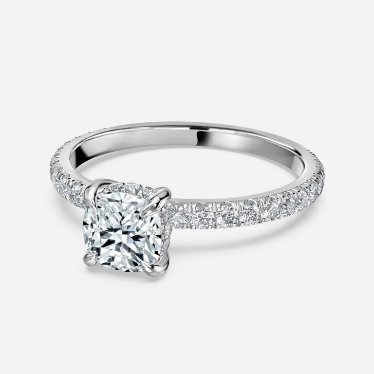 Siobhan Cushion Hidden Halo Moissanite Engagement Ring